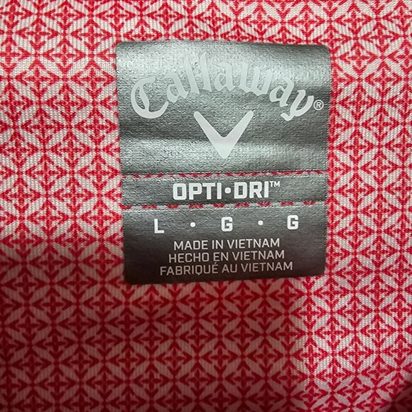 Callaway Men's Opti-Dri Pink Diamond Pattern Polo Shirt L Short Sleeve Golf Top - Picture 5 of 10